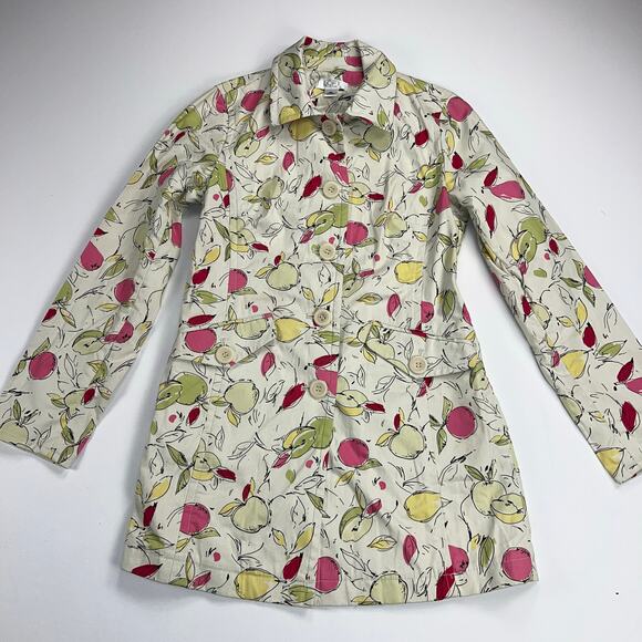 Ann Taylor LOFT Petites Apple Rain Coat Green Pink White Size XSP *NOTE FLAW* - Picture 4 of 13
